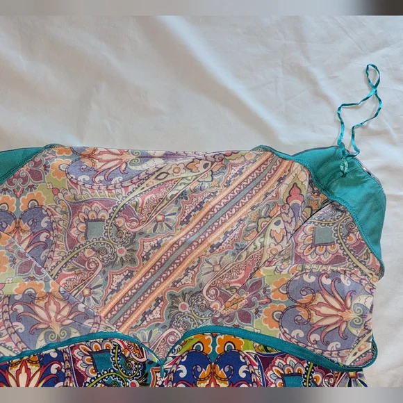 Festive Maxi Dress New Halter V-Neck Stretch ๐ M Vacay Beach Party Colorful - Picture 12 of 17